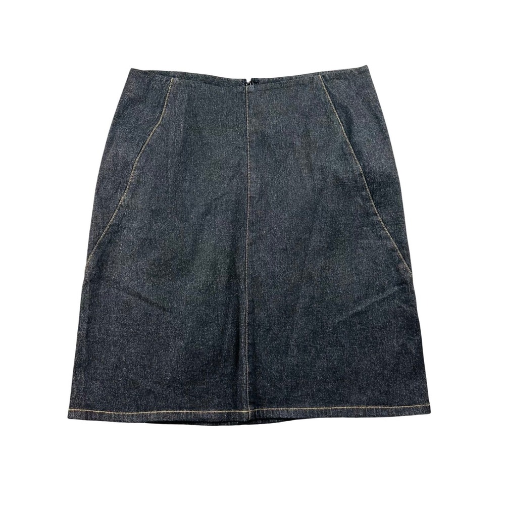 Y2K Ann Taylor LOFT Skirt Women 6P Black Mini Pencil Stretch Denim Workwear